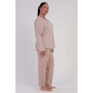 KADIN P.SUPREM XXL O YAKA UZUN KOL PIJAMA TAKIM - สีเบจ - สีเบจ - Product Image 4