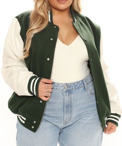 Chaqueta Universitaria de Mujer de Alta Calidad, Tendencia Actual, Personalizada con Logotipo, Color Sólido, Forro de Lana, Procesamiento Crudo - Product Image 2