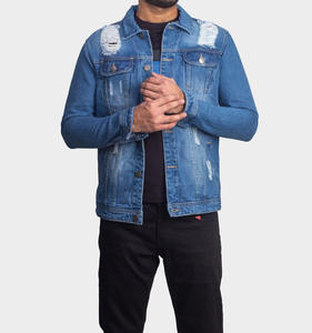 Vente en Gros Veste en Denim pour Homme Doublée Polaire Réversible Col Montant Avant Logo Fermeture à Bouton Unique Denim Noir Fabriqué au Pakistan - Product Image 5