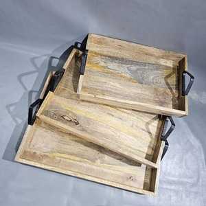 ถาดเสิร์ฟไม้ที่แข็งแรงพื้นผิวกันลื่นปลอดภัยไมโครเวฟสไตล์คลาสสิกสำหรับร้านอาหารคาเฟ่ใช้ในบ้านจำนวนมาก - Product Image 1