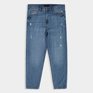 Jeans en denim décontractés de qualité supérieure pour hommes, coupe droite, respirants, effet usé, couleur unie, séchage rapide, vente en gros - Product Image 1