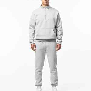 Custom Oversized Sportswear <b>Gym</b> <b>Hoodie</b> Men 100% Cotton Half Zipper Tech Fleece Tracksuit Sweatpants and <b>Hoodie</b> - Product Image 1