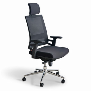 HOM1085-01 Chaise de bureau ergonomique pivotante avec dossier en maille et appui-tête, chaise de personnel minimaliste réglable pour la maison, le bureau ou l'atelier, en tissu durable avec mousse PU - Product Image 1
