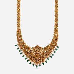 Antique Gold Plated <b>Necklace</b> <b>Ruby</b> Diamond Pearl Beads 185198 Wedding Engagement Religious Claw Setting Brass Alloy Number Shape - Product Image 5
