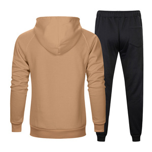 Ensemble de survêtement pour homme de qualité supérieure, logo personnalisé, couleur unie vintage, 2 pièces, poche kangourou, ample, décontracté, sport - Product Image 2