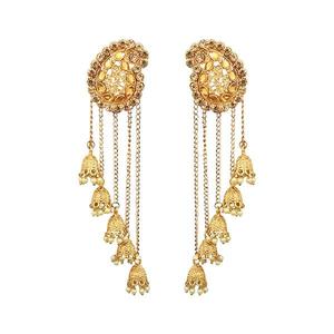 Kriaa Gold Plated Stone Beads Dangler <b>Earrings</b> <b>Fine</b> <b>Cuff</b> 1313903 - Product Image 1