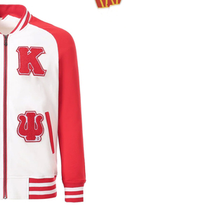 Chaqueta Deportiva Personalizada de Lana de la Fraternidad Kapa Alpha Psi, Roja y Blanca |   Chaqueta Deportiva Griega con Logotipos Bordados - Product Image 2