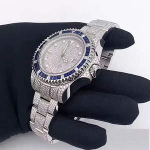 Reloj de Pulsera de Lujo de Alta Gama con Diamantes de Moissanita, Cristal Analógico, Personalizado, de Acero Inoxidable, Estilo Hip Hop, Unisex, Movimiento Mecánico - Product Image 1