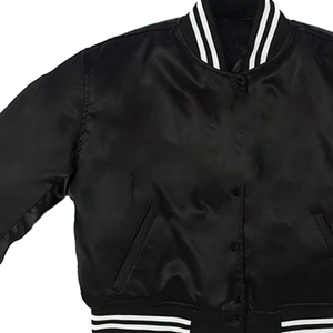 Blouson Bomber en Satin Personnalisé Haut de Gamme Brillant Léger Style Universitaire Bordure Côtelée Personnalisable Streetwear Imperméable - Product Image 3