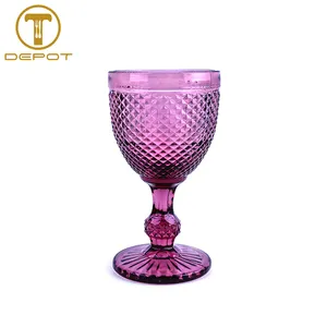China fábrica fornecimento qualidade superior personalizado evento festa colorido vinho tinto copo vintage chumbo livre rosa azul cálice casamento óculos