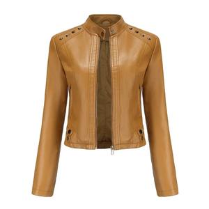 Chaquetas de bombardero de cuero de imitación para mujer chaqueta recortada de moda mujer ropa de calle prendas de vestir exteriores chaqueta de manga larga abrigos de Mujer - Product Image 6