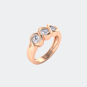 0.70CTW Three <b>Stone</b> Round Solitaire Bezel set Diamond Ring - Product Image 6