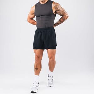 100% poliéster venta al por mayor logotipo personalizado Atlético gimnasio Fitness entrenamiento correr camisetas hombres culturismo Stringer Tank Top - Product Image 4