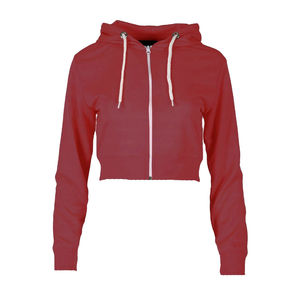 เสื้อฮู้ดมีซิปคอตตอนแบบเกาหลีสำหรับผู้หญิงเสื้อครอปถักสีพื้นแบบลำลอง - Product Image 3