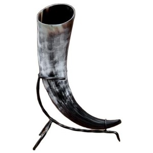 Taza de cuerno vikingo ecológica pulida de lujo hecha a mano con grabado de símbolo nórdico para Bar en casa y regalos - Product Image 1