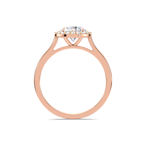 Anillo Halo con Diamante Solitario Redondo Cultivado en Laboratorio, Certificado por IGI, en Oro Amarillo/Blanco y Rosa de 14K - Product Image 4