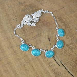 สร้อยคออัญมณีสีเงินสเตอร์ลิงประดับ925เทอร์ควอยซ์ประจำเดือนเกิดสร้อยคอดีไซน์เนอร์สีเทอร์ควอยซ์ของขวัญสำหรับวันเกิด - Product Image 2