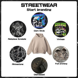 Sudadera con Capucha Personalizada OEM para Hombre, 500 Gsm, Gruesa, de Felpa, Lavada, Tejida, con Hombros Caídos, Estilo Cuadrado, Cierre Completo, Talla Grande - Product Image 4