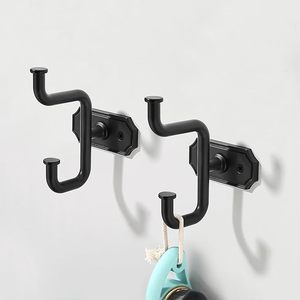 Crochets muraux décoratifs en aluminium durable noir mat pour salle de bain chambre cuisine-peignoir porte-manteau porte-serviettes en bois - Product Image 6