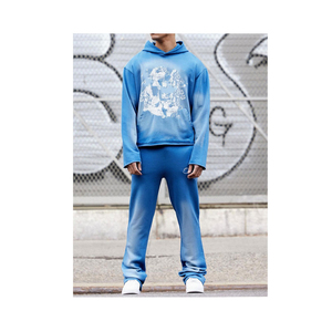 Wholesale Customized Printing Acid Washed Winter <b>Tracksuits</b> for Men OEM Service 100% Cotton Oversized Fleece - Product Image 3