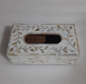 Latest Floral Style Mother of Pearl Inlay <b>Tissue</b> Box Paper <b>Tissue</b> Holder for Home Office or Hotel Use for <b>Weddings</b> - Product Image 1