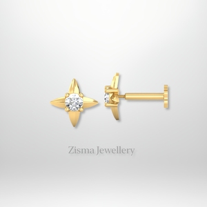 ต่างหูประดับดาวและพระจันทร์สีทอง14K 18K VVS Def เพชรปลูกจริงได้รับการรับรองจาก gigia - Product Image 4