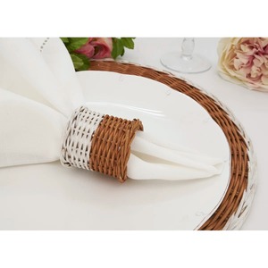 Anneau de serviette en rotin chic brun et blanc pour une table à manger contemporaine, utilisation domestique et fonctionnelle, en provenance d'Inde - Product Image 3