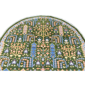 Tapis rond moderne fait main en laine de Nouvelle-Zélande Tapis d'intérieur floral confortable pour usage domestique avec support en latex - Product Image 3