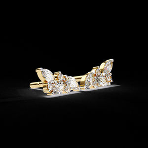 Boucles d'oreilles élégantes en diamant Moissanite pour mariage en grappe Boucles d'oreilles en or 14 carats Marquise et diamant rond - Product Image 3