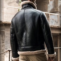 Veste aviateur en peau de mouton B3 pour homme, en cuir de mouton, décontractée, fourrure vintage, veste bomber en cuir véritable, manteau OEM