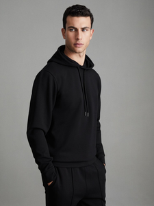 Men's Stylish Athletic Hoodie Lightweight Long Sleeve Pullover Hoodie Winter Sport Hoodie In Black Color - Product Image 2