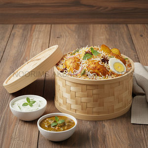 Eco Friendly Handcrafted <b>Bamboo</b> Storage <b>Container</b> with Lid Crisscross Pattern Natural Organizer Home Utility Bulk Supplier - Product Image 3