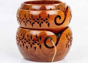 Lot de 3 bols en bois faits à la main Bol à tricoter en bois de qualité supérieure personnalisé Bol de rangement en fil de bois Offre Spéciale - Product Image 6