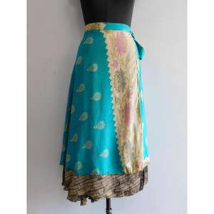 Manufacturer Wholesale Women's <b>Reversible</b> Silk <b>Dress</b> Vintage Style Magic Wrap Skirts Breathable and Export Quality - Product Image 1