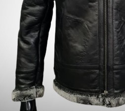 Veste en cuir véritable pour hommes et femmes avec fausse fourrure fabriquée à partir de toile durable Classy Vintage - Product Image 4