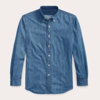 Pasokan Grosir Kemeja Denim Kasual Slim Fit Pria Streetwear Poliester/Katun Cepat Kering Bernapas Dapat Disesuaikan Semua Musim Pabrik