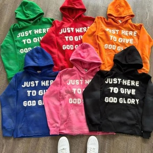 Sudadera con capucha bordada con apliques de parche desgastado de algodón pesado personalizada para hombres fabricantes Sudadera con capucha bordada con apliques desteñidos al sol - Product Image 2