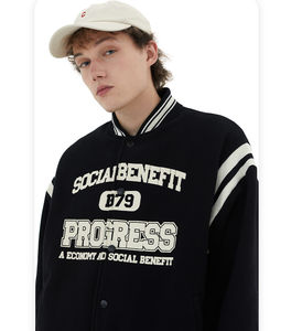 Men's Custom College Varsity Letterman <b>Jacket</b> Thin Winter Wool Flight <b>Pilot</b> Style Stand Collar Waterproof Windproof Breathable - Product Image 6