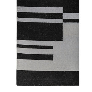 พรมขนสัตว์ทอแบบเรียบ Indusbar Dwrm-180 ลายเรขาคณิตและนามธรรม รูปทรงสี่เหลี่ยมผืนผ้าและลายทาง สำหรับปูพื้นบ้าน สีดำและสีเทา - Product Image 4