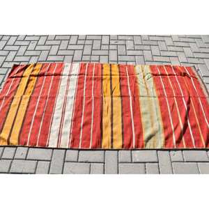 พรมตุรกีวินเทจแบบดั้งเดิมดีไซน์ปะต่อสีเหลืองสีแดงขนแกะ3.2x6.8ft 10มม. สำหรับโถงทางเดินสี่เหลี่ยมผืนผ้า - Product Image 3