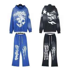 Alta calidad Hell Star Pullover Sudadera con capucha pantalón pantalones conjunto 100% algodón chándales personalizados para hombres - Product Image 1