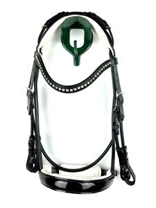 Cheval en cuir verni rond éléments cousus rênes Cheval en cuir Stanford Anatomique Snaffle Bridle Anatomic Horse Leather Bridle - Product Image 3