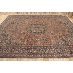 Tapis vintage surdimensionné 9,6 x 12,2 pieds, tapis turc marron avec motifs de plantes et d'arbres - Product Image 2