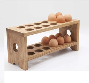 Estante de huevos de 2 niveles de madera de nuevo diseño Calidad superior Tamaño personalizado Hotel y soporte de huevos de cocina a granel. - Product Image 1