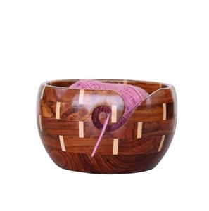 Cuenco de hilo de madera conjunto para tejer soporte para mantener el hilo enredado libre cuenco de tejer hecho a mano para tejedora - Product Image 1