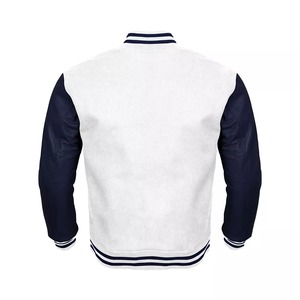 New Mens Varsity Jacket Letterman Bomber Jacket Baseball Jacket <b>White</b> <b>Body</b> Blue Leather Full Sleeves 2025 - Product Image 2