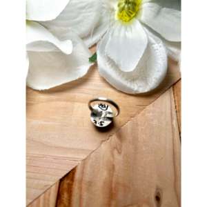 Navajo Handmade Boho Style Blue <b>Moon</b> Turquoise Gemstone <b>Ring</b> Size 7.75 Fine Sterling Silver Everyday Wear Marquise Shape - Product Image 4