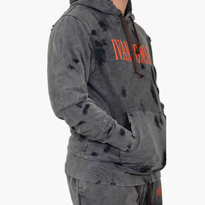 Survêtements évasés personnalisés avec fermeture éclair 500 GSM combinaison de jogging à jambe droite survêtement en détresse ensembles de sweats à capuche et de pantalons de survêtement pour hommes - Product Image 6