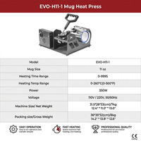 Presse à chaleur compacte pour tasses de bureau EVO-H11-1, presse à transfert de chaleur portable pour impression par sublimation de tasses personnalisées DIY
