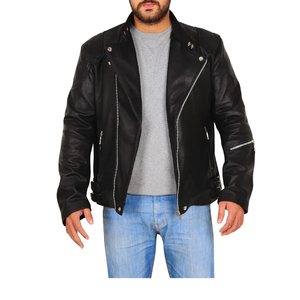Fournisseur en gros de vestes en cuir véritable personnalisées OEM ODM services classiques pour hommes style motard et bombardier chauds pour l'hiver à la mode - Product Image 4
